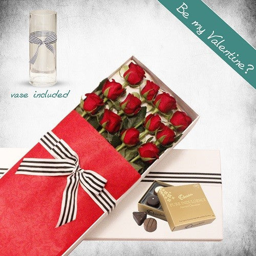 12 Long Stem Roses Gift Box