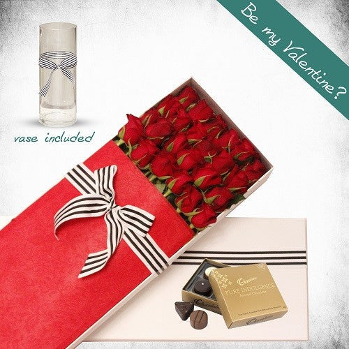 24 Long Stems Roses Gift Box