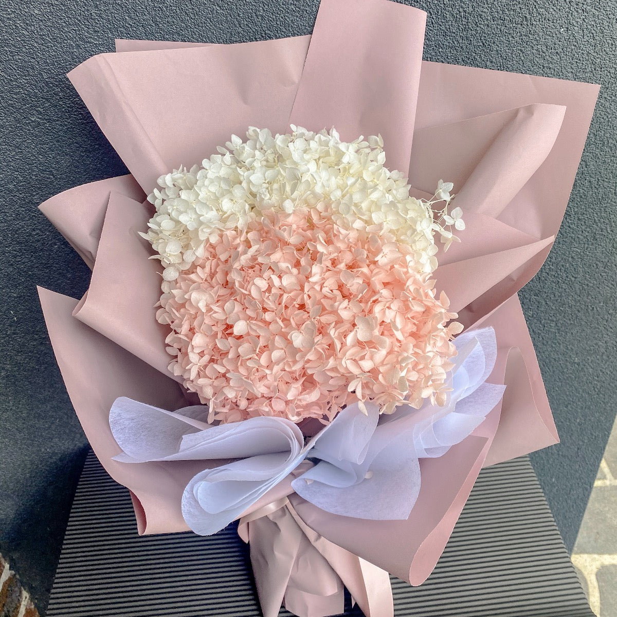 Mixed Pink Pastel Preserved Hydrangea Bouquet