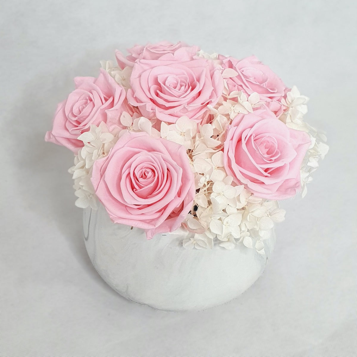 Pink Everlasting Rose - Marble Vase