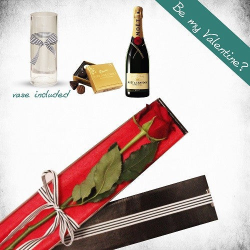 Single Rose and Moet Gift Box